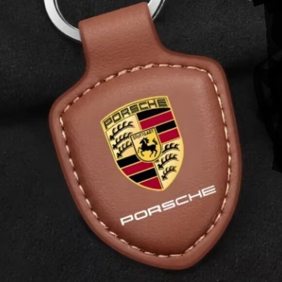 Porsche Design Other - Porsche Brown STUTTGART HOTROD Suede Blue Leather Crest KeyRing Ke…
